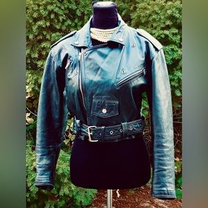 Vintage RETRO crop leather Moto jacket